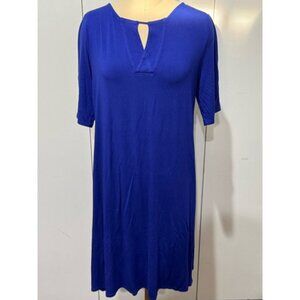 Women's Chico's stretch knit midi Dress Chicos Size 2/size 12 Blue short sleeve